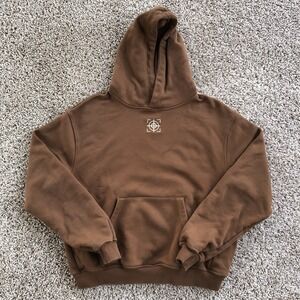 Mad Focus The Everyday Logo Hoodie Men Size Small Mocha Brown Oversized Pullover